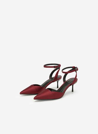 Giày Ankle Strap Satin - BMN 0359 - Màu Đỏ Đậm - VASCARA