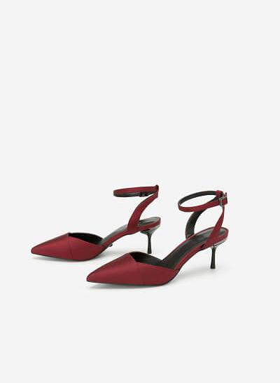 Giày Ankle Strap Satin - BMN 0359 - Màu Đỏ Đậm - VASCARA