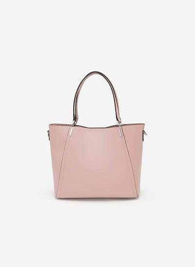 Túi Tote Nhấn Viền Hai Bên - TOT 0054 - Màu Hồng Nhạt