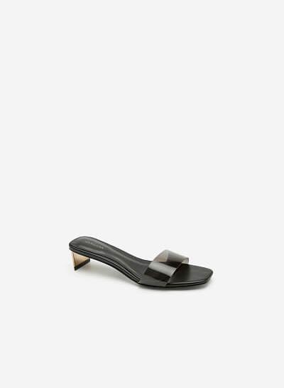 Guốc Quai Trong Suốt Phối Gót Metallic - GNN 0134 - Màu Đen
