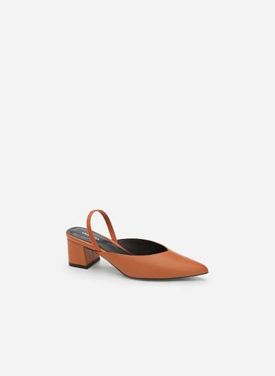 Giày Slingback Gót Vuông - BMN 0347 - Màu Cam Đậm