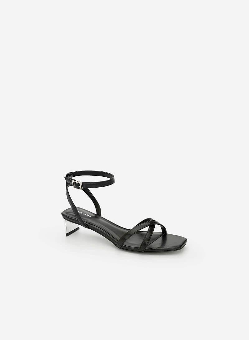 Giày Ankle Strap Phối Gót Metallic - SDN 0639 - Màu Đen - VASCARA