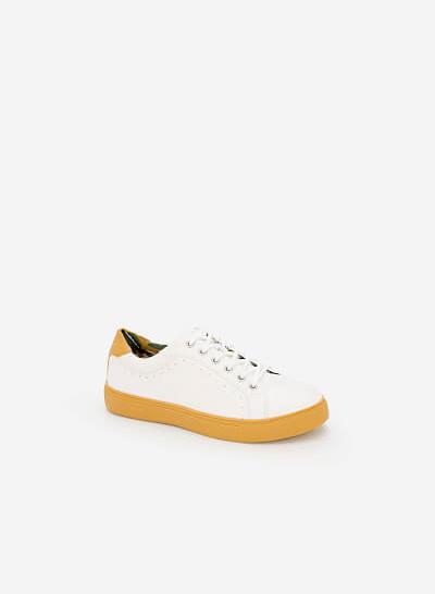 Giày Sneaker Họa Tiết Nhiệt Đới - SNK 0025 - Màu Vàng