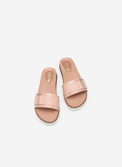 Dép Slide Họa Tiết Vân Rắn - DXP 0136 - Màu Hồng