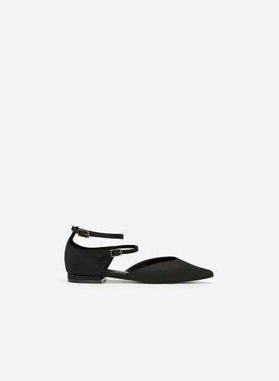 Giày Búp Bê Phối Vải Satin - BMN 0350 - Màu Đen