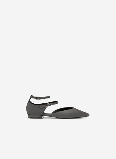 Giày Búp Bê Phối Vải Satin - BMN 0350 - Màu Xám