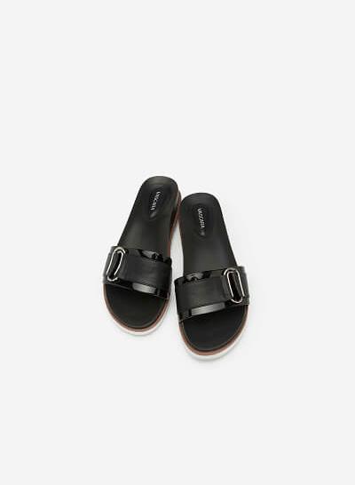 Dép Slide Họa Tiết Vân Rắn - DXP 0136 - Màu Đen