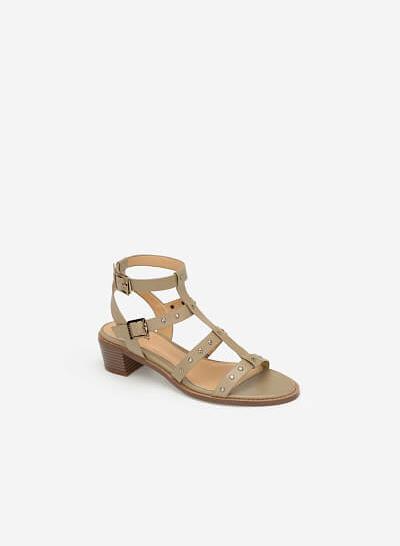 Giày Sandal Gladiators Phối Đinh Tán - SDN 0640 - Màu Be Đậm