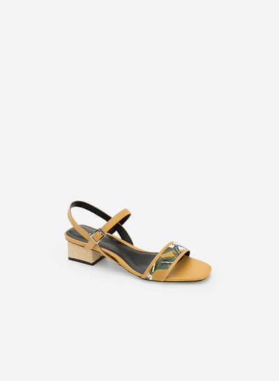 Giày Sandal Họa Tiết Nhiệt Đới - SDN 0633 -Màu Vàng