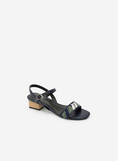 Giày Sandal Họa Tiết Nhiệt Đới - SDN 0633 - Màu Xanh Navy