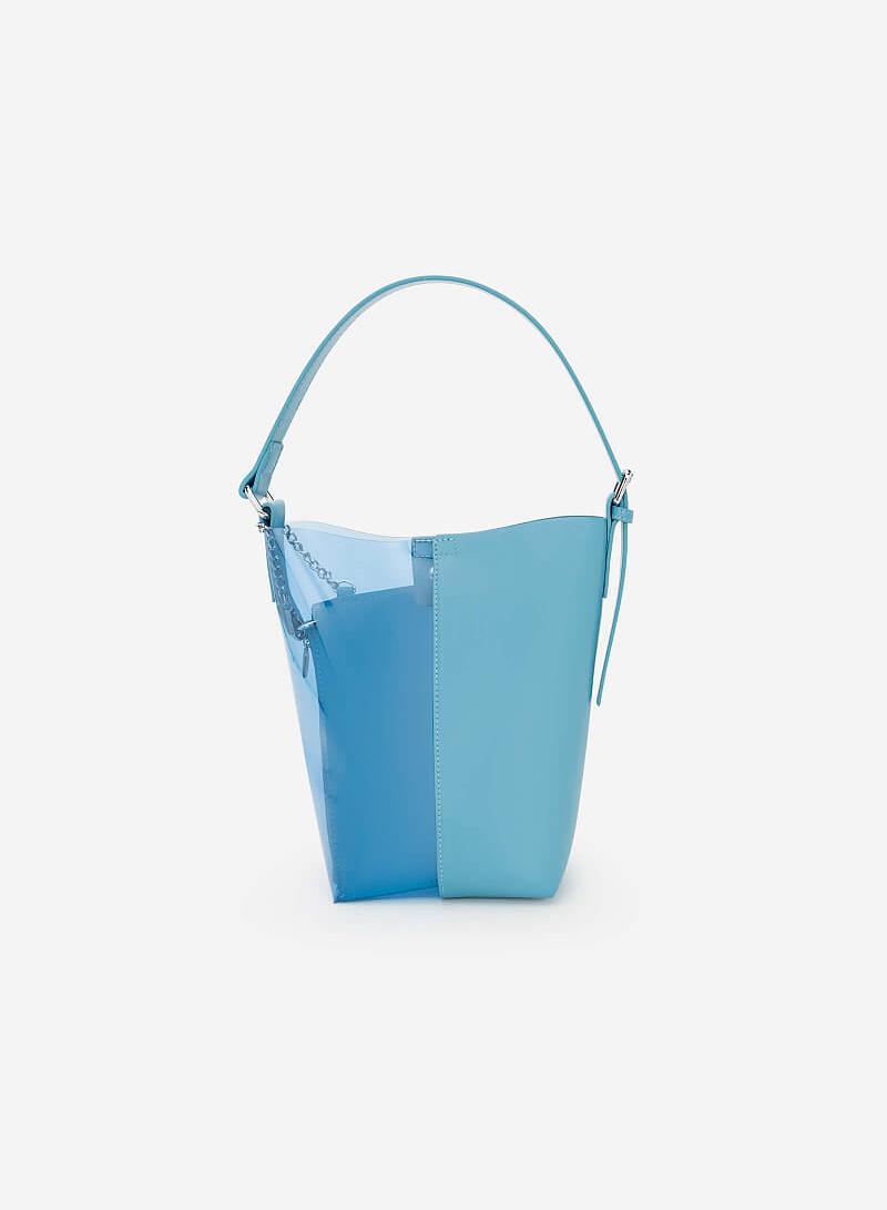 Bucket Bag Phối Trong Suốt - TOT 0052 - Màu Xanh Da Trời - VASCARA