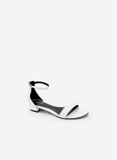 Giày Sandal Phối Gót Metallic - SDK 0296 - Màu Trắng