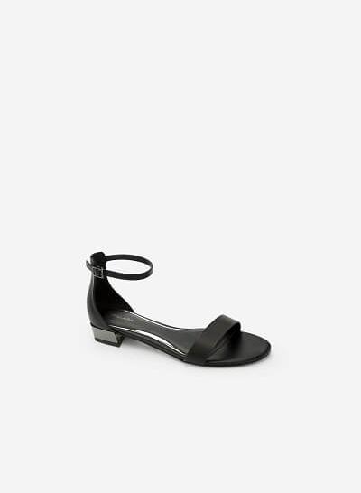 Giày Sandal Phối Gót Metallic - SDK 0296 - Màu Đen