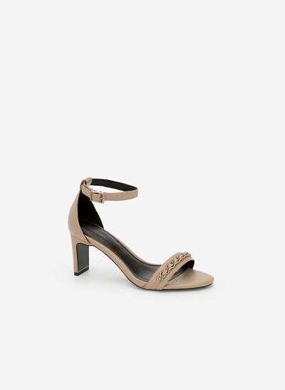 Giày Ankle Strap Bít Gót - SDN 0634 - Màu Be Đậm