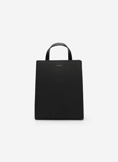 Balo Mini Dáng Chữ Nhật Nhấn Chỉ Nổi Hình Học - BAC 0107 - Màu Đen