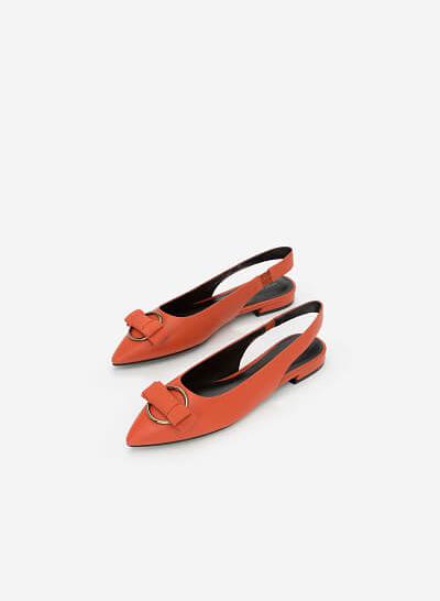 Giày Slingback Đính Nơ - BMN 0345 - Màu Cam Đậm