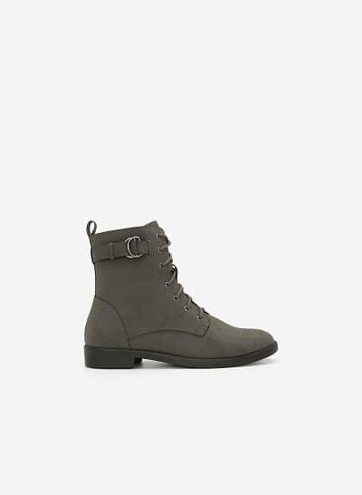 Boots Đế Bằng Buộc Dây - BOT 0901 - Màu Xám