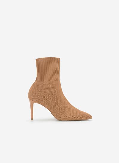Boots Cao Gót Phối Vải Mesh - BOT 0899 - Màu Be Đậm