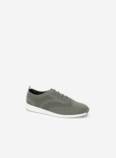 Giày Sneaker Vải Đan Sợi Knit - SNK 0028 - Màu Xanh Rêu