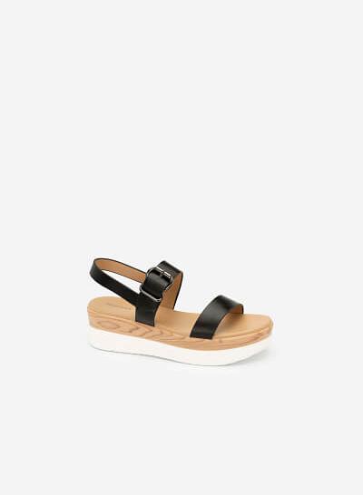 Sandal Đế Xuồng Vân Gỗ - SDX 0416 - Màu Đen