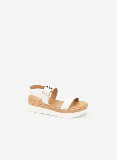Sandal Đế Xuồng Vân Gỗ - SDX 0416 - Màu Trắng