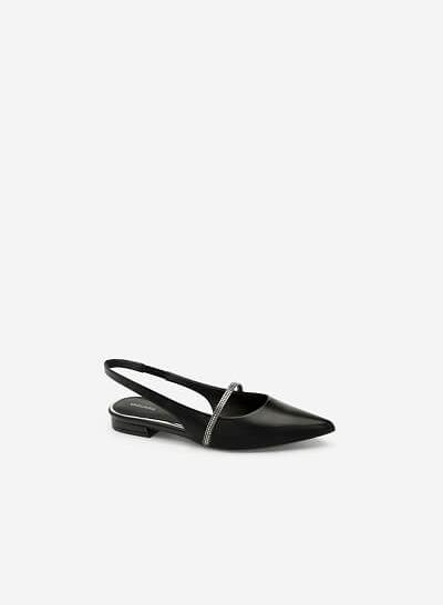 Giày Slingback Mũi Nhọn Quai Sequin - BMN 0369 - Màu Đen