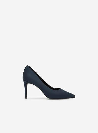 Giày Cao Gót Satin Mũi Nhọn - BMN 0368 - Màu Xanh Navy