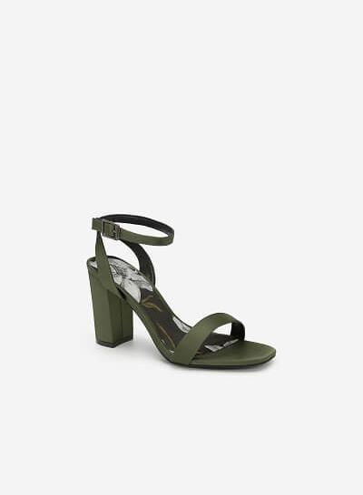 Giày Ankle Strap Hoa Đỗ Quyên - SDN 0647 - Màu Xanh Rêu