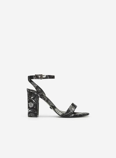 Giày Ankle Strap Cúc Họa Mi - SDN 0648 - Hoa Văn - VASCARA