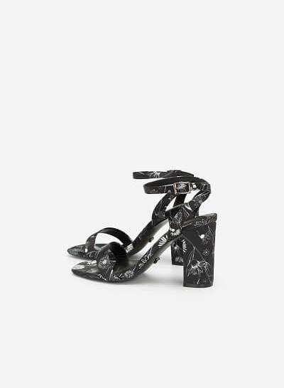 Giày Ankle Strap Cúc Họa Mi - SDN 0648 - Hoa Văn - VASCARA