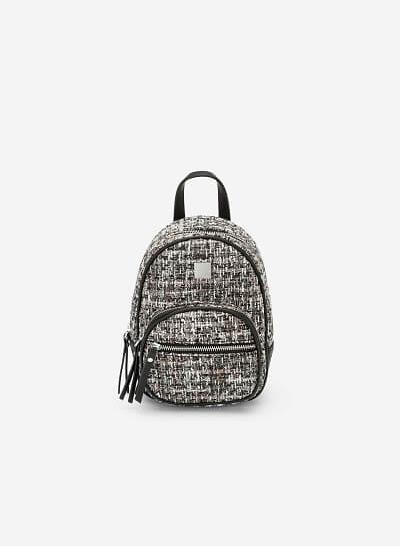Balo Mini Vải Tweed - BAC 0117 - Màu Đen
