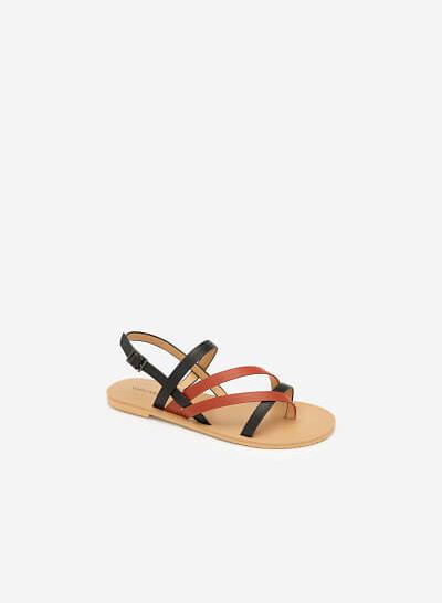 Giày Sandal Quai Chéo Phối Màu - SDK 0300 - Màu Cam Đậm