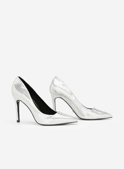 Giày cao gót kim tuyến metallic - BMN 0360 - Màu bạc - VASCARA