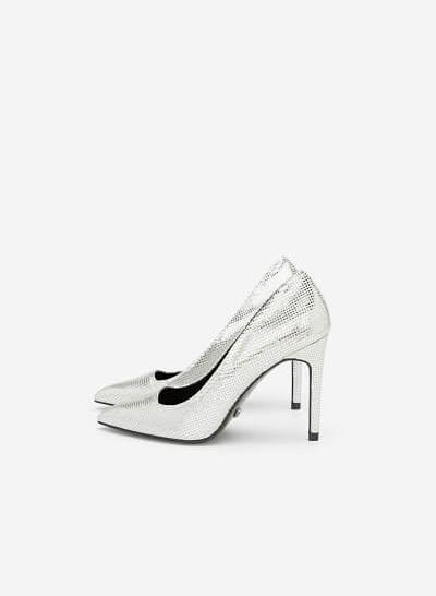 Giày cao gót kim tuyến metallic - BMN 0360 - Màu bạc - VASCARA