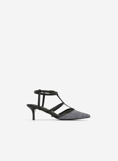 Giày T-Strap Họa Tiết Glen Check - BMN 0370 - Màu Xám