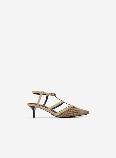 Giày T-Strap Họa Tiết Glen Check - BMN 0370 - Màu Be