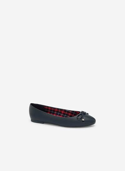 Giày Búp Bê Phối Nơ - GBB 0412 - Màu Xanh Navy