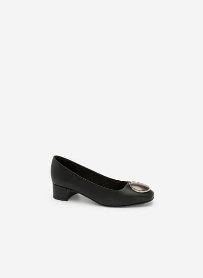 Giày Bít Gót Vuông Moon Pearl - BMN 0362 - Màu Đen