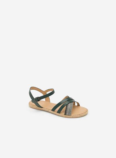 Giày Sandal Quai Chéo Phối Cói - SDK 0297 - Màu Xanh Cổ Vịt