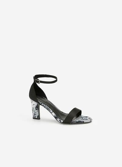Giày Ankle Strap Hoa Mẫu Đơn Quai Ngang - SDN 0645 - Màu Đen