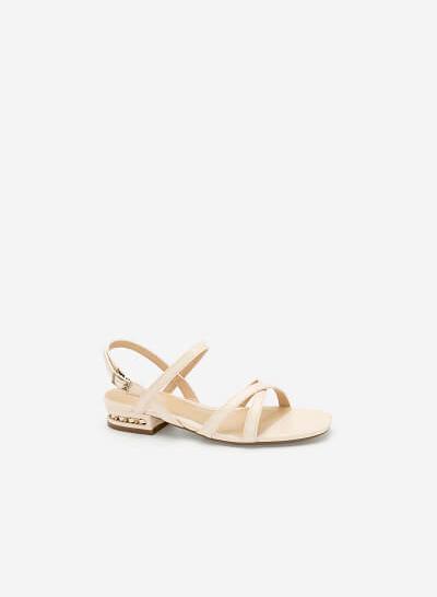 Giày Sandal Nhấn Gót - SDK 0298 - Màu Kem