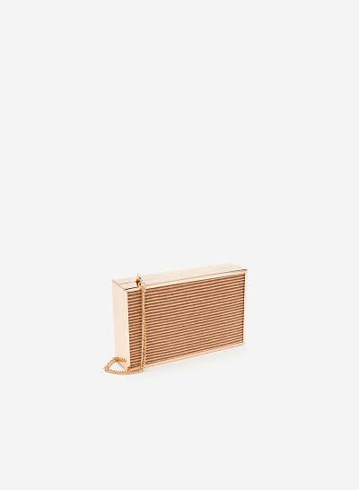 Ví hộp ánh nhũ dập nổi - CLU 0057 - Màu vàng hồng - VASCARA
