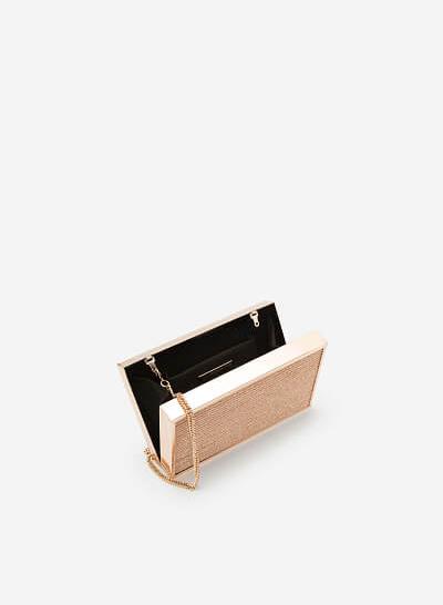 Ví hộp ánh nhũ dập nổi - CLU 0057 - Màu vàng hồng - VASCARA