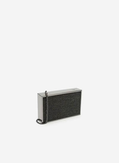 Ví Hộp Ánh Nhũ Dập Nổi - CLU 0057 - Màu Xám Khói Đậm - VASCARA