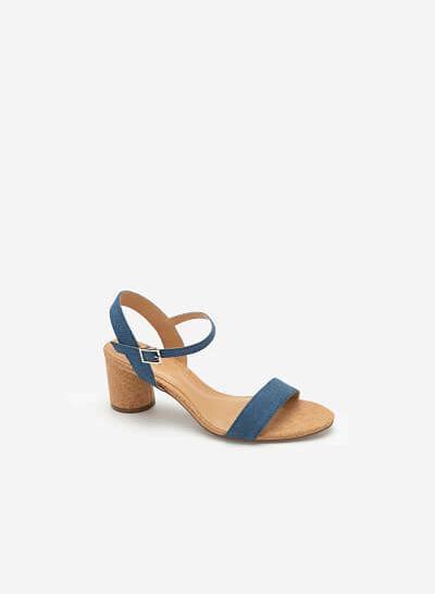 Giày Sandal Đế Trụ Tròn Quai Denim - SDN 0671 - Màu Xanh Da Trời