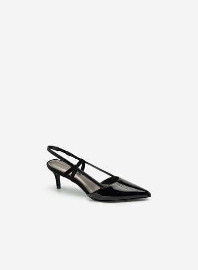 Giày Slingback Mũi Nhọn Phối Nubuck - BMN 0420 - Màu Đen