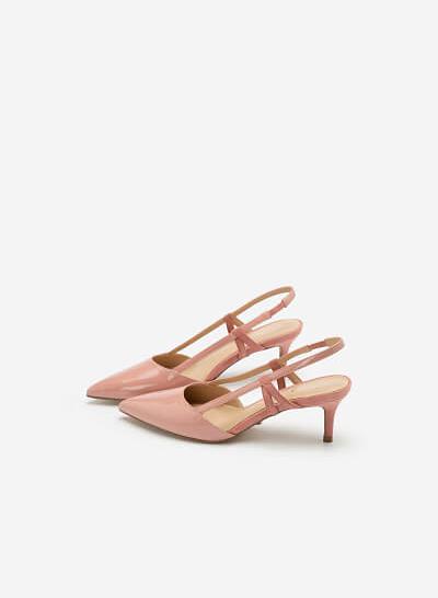 Giày slingback mũi nhọn phối - BMN 0420 - Màu hồng - VASCARA