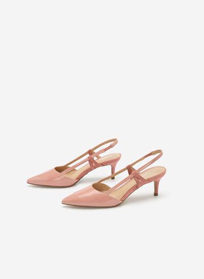 Giày slingback mũi nhọn phối - BMN 0420 - Màu hồng - VASCARA