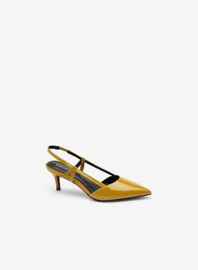 Giày Slingback Mũi Nhọn Phối Nubuck - BMN 0420 - Màu Vàng Đậm
