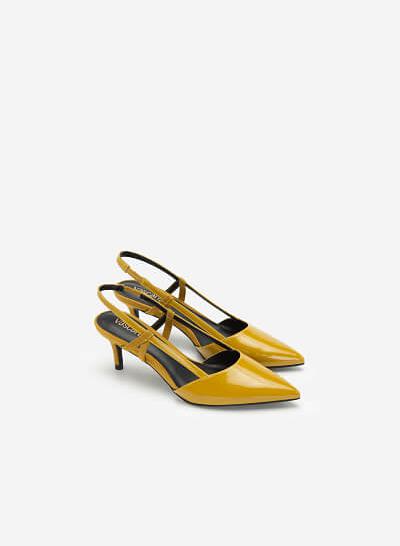 Giày slingback mũi nhọn phối - BMN 0420 - Màu vàng đậm - VASCARA